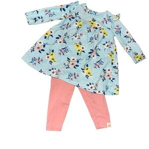Carter's Blue Floral Shirt Paired with Burt’s Bees Pink Leggings